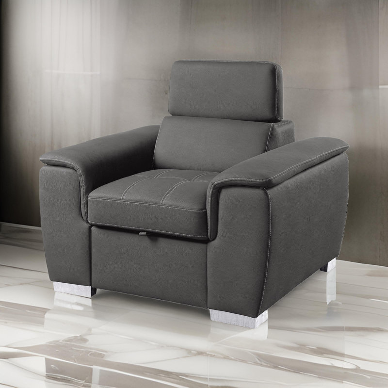 Chaise moderne et contemporaine de 45 po Samat - Chaise, repose-pieds coulissant intégré pour une détente instantanée, appui-tête réglable sur mesure