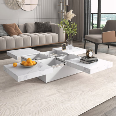 Table basse avec plateau coulissant et rangement