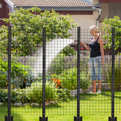 Lot de 20 poteaux de clôture métalliques robustes de 1,8 m (6 pi) – Ancrages sans creuser, profilés en U en acier antirouille pour clôtures de jardin, de ferme et d'élevage, noirs