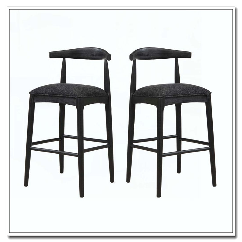 Tabouret de bar en bois, Noir, 30.5"