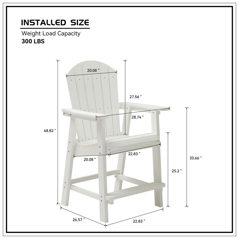 Chaise de bar avec accoudoirs, ensemble de 2 chaises de patio, blanc
