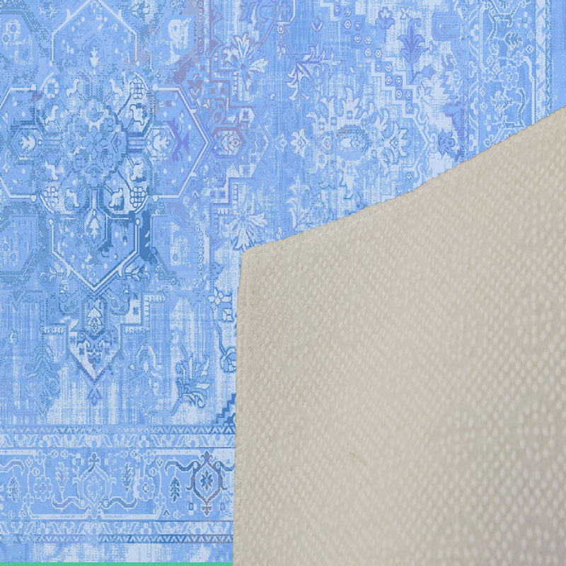 Tapis oriental en polyester bleu Dunham, Rectangle 2 pi 7 po x 3 pi 11 po