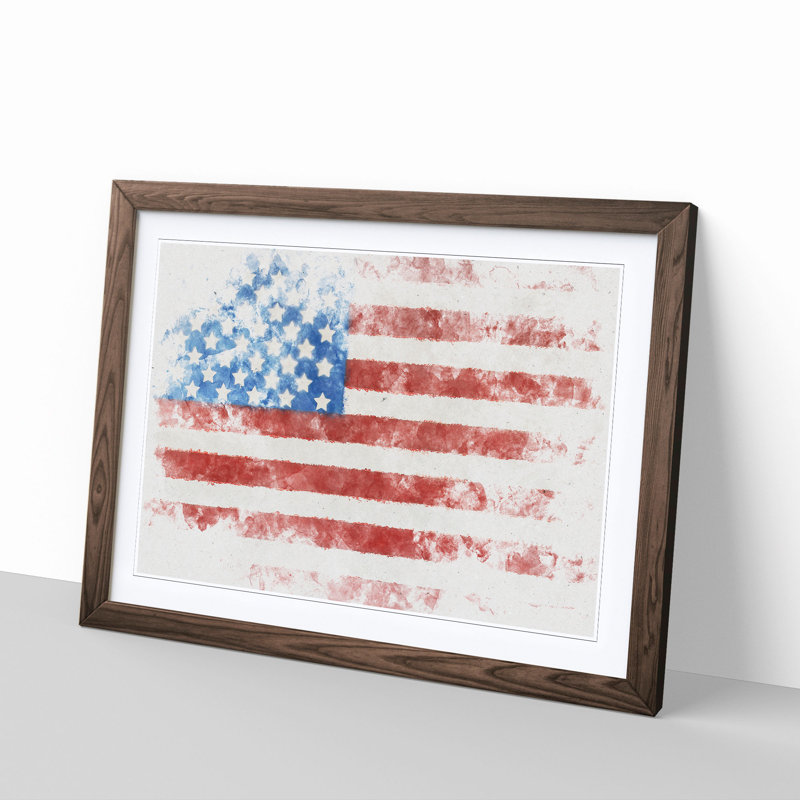 American Flag - Picture Frame Painting Print, 62cm H x 87cm W x 2cm D, Walnut Framed