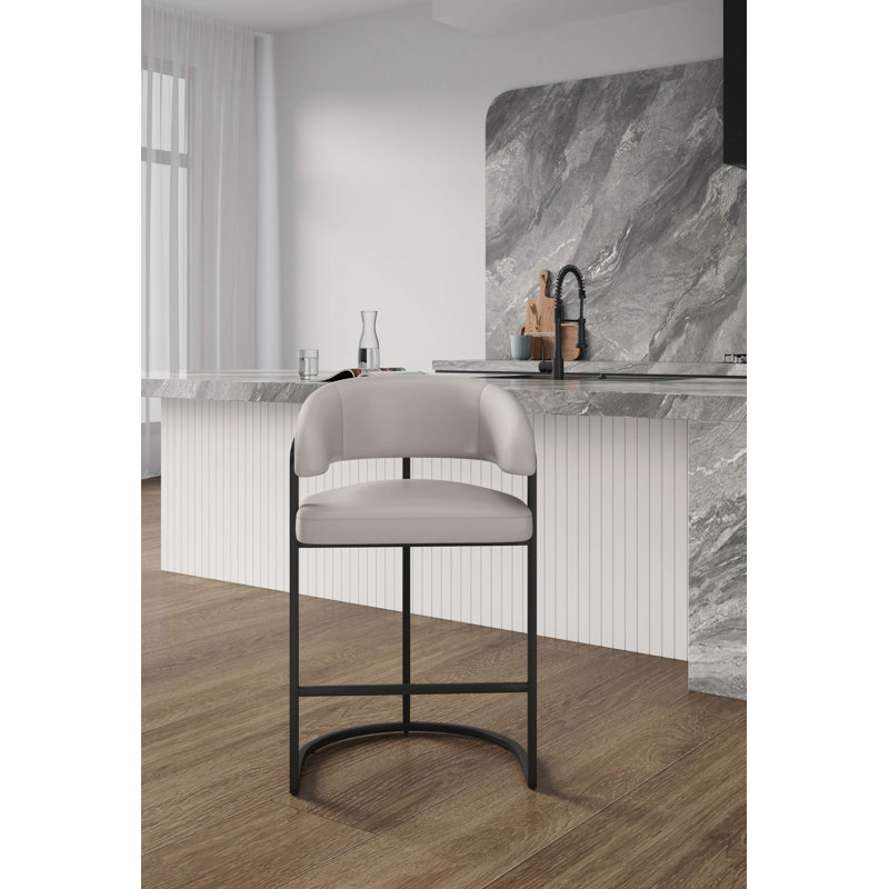 Chenice Modern Leatherette Upholstered Counter Stool, Bar Stool 29.7",  Light Gray, 1