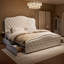  Très grand lit tapissier avec 4 tiroirs Maber, lit plateforme avec rangement et 2 tables de chevet, lit à oreilles en velours, aucun sommier requis, beige-97587618-97587622