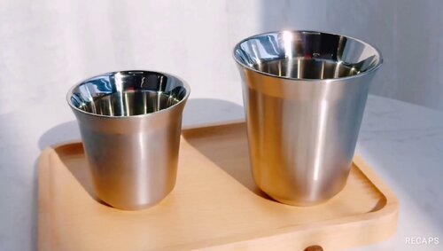 RECAPS 80ml Stainless Steel Espresso Cups Set - 2 Pack Double Wall 304  Stainless Steel Demitasse Cups 2.7oz