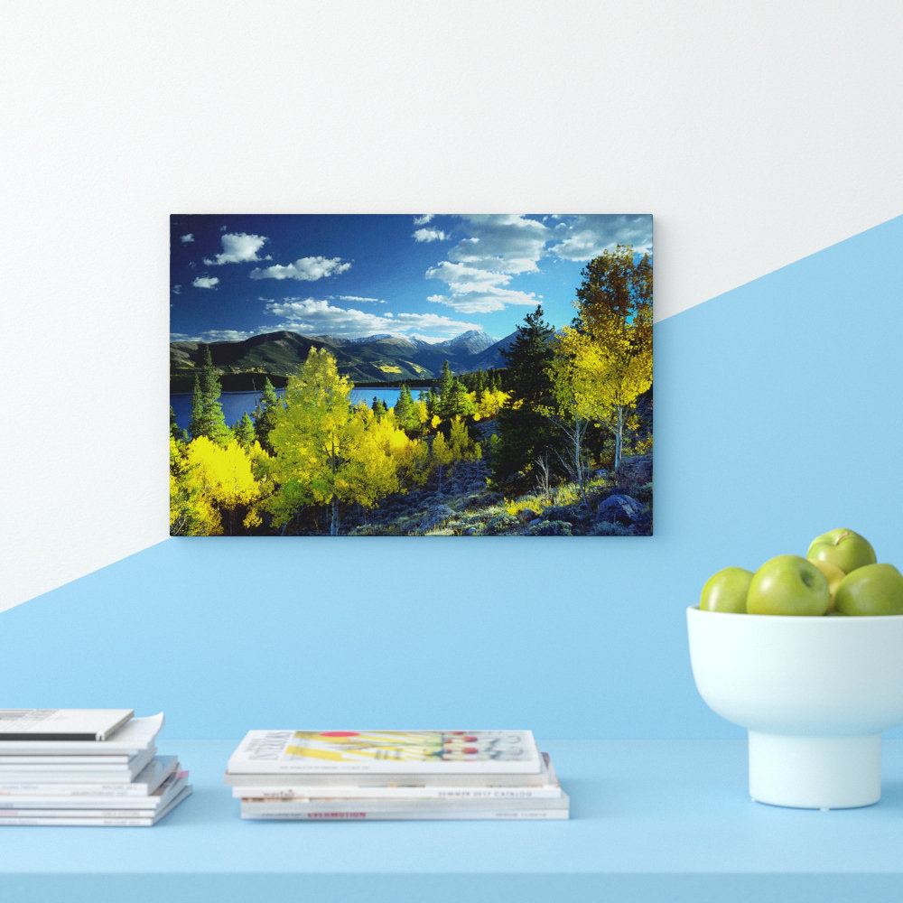 Landscape Twin Lakes Aspen Colorado Mountains and Forest Photographic Print on Canvas