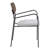 Modern Upholstered Dining Chair With Curved Wood Back, Armrest And Metal Base