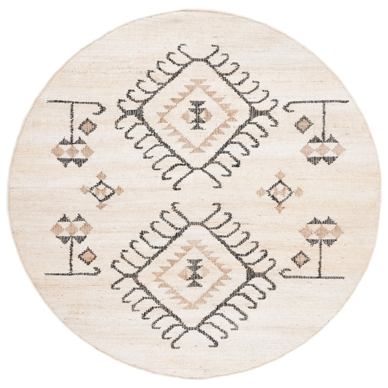 Kalinka Flat Weave Jute Southwestern Rug, Round 3'