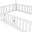 Lit simple en bois avec clôture et porte, gris-1507460515-1507460512