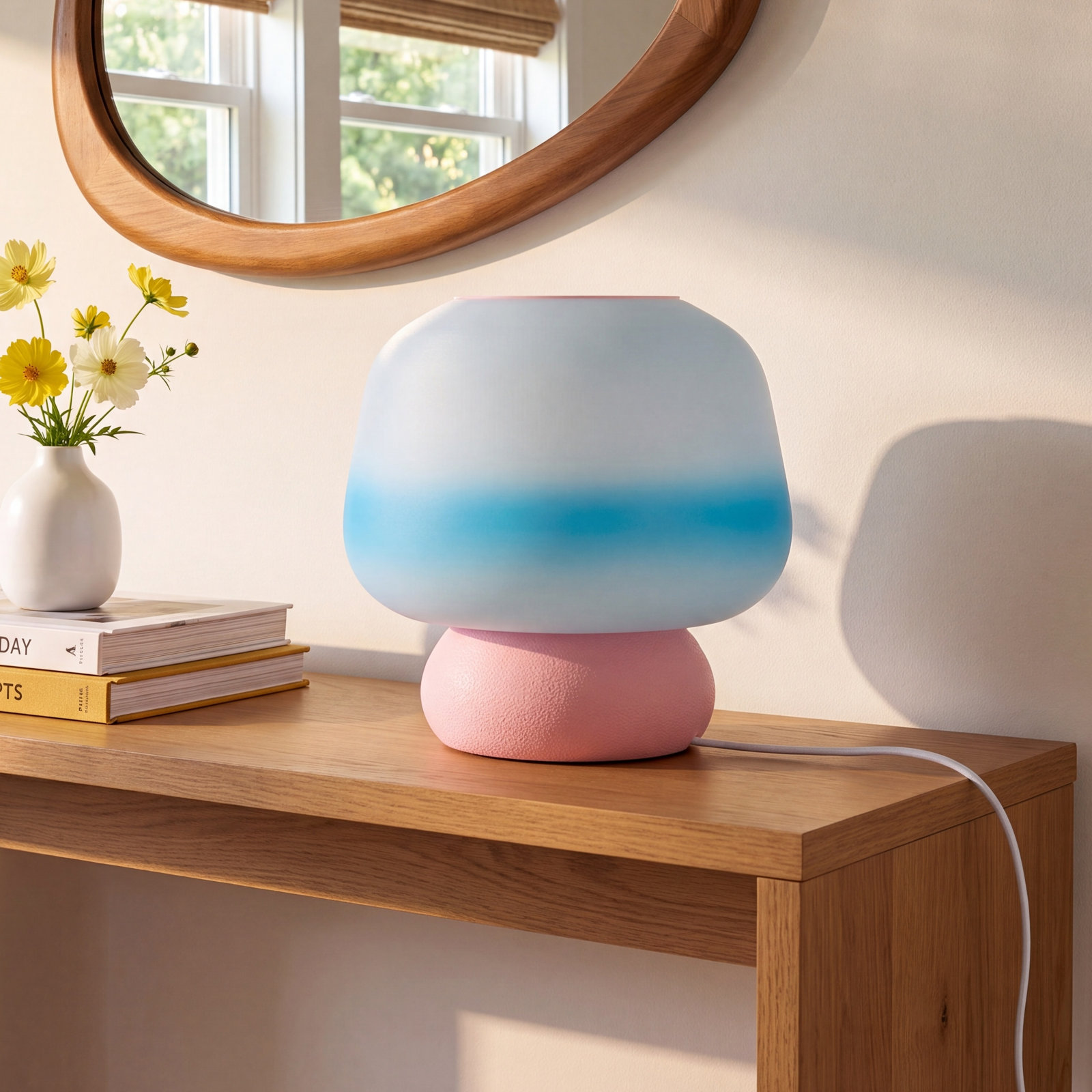 Dimmable Novelty Lamp, Blue/White, Light Pink