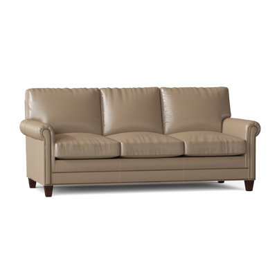 Canapé à accoudoirs roulés en cuir véritable 80,5 po Raylen