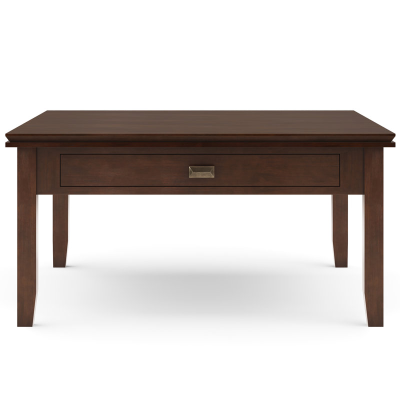 Artisan 36"W Solid Wood Transitional Square Coffee Table with Slatted Open Shelf and Framed Top Design