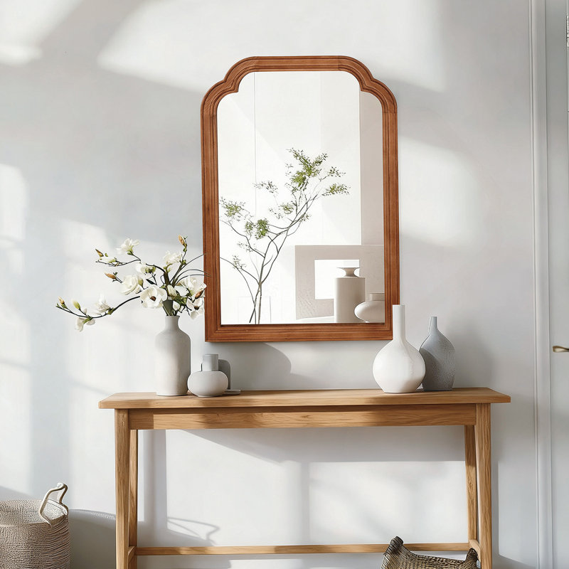 Miroir d'appoint à cadre en bois, miroir décoratif pour chambre à coucher, salle de bain, salon, entrée, 30 po x 20 po, Brun
