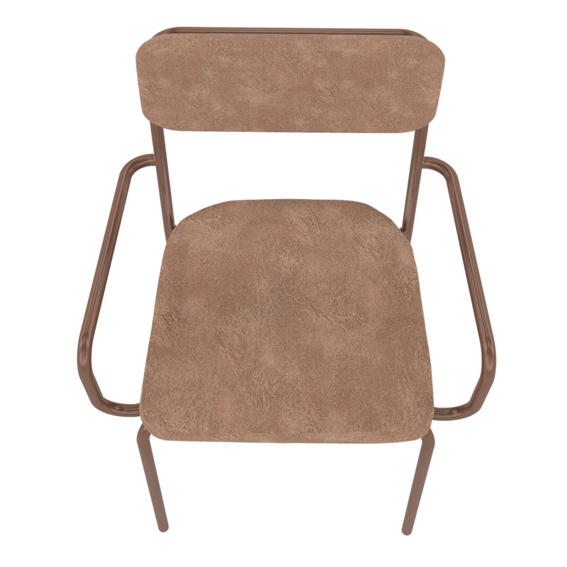 16.33'' H Faux Leather Upholstered Metal Armchair, Brown