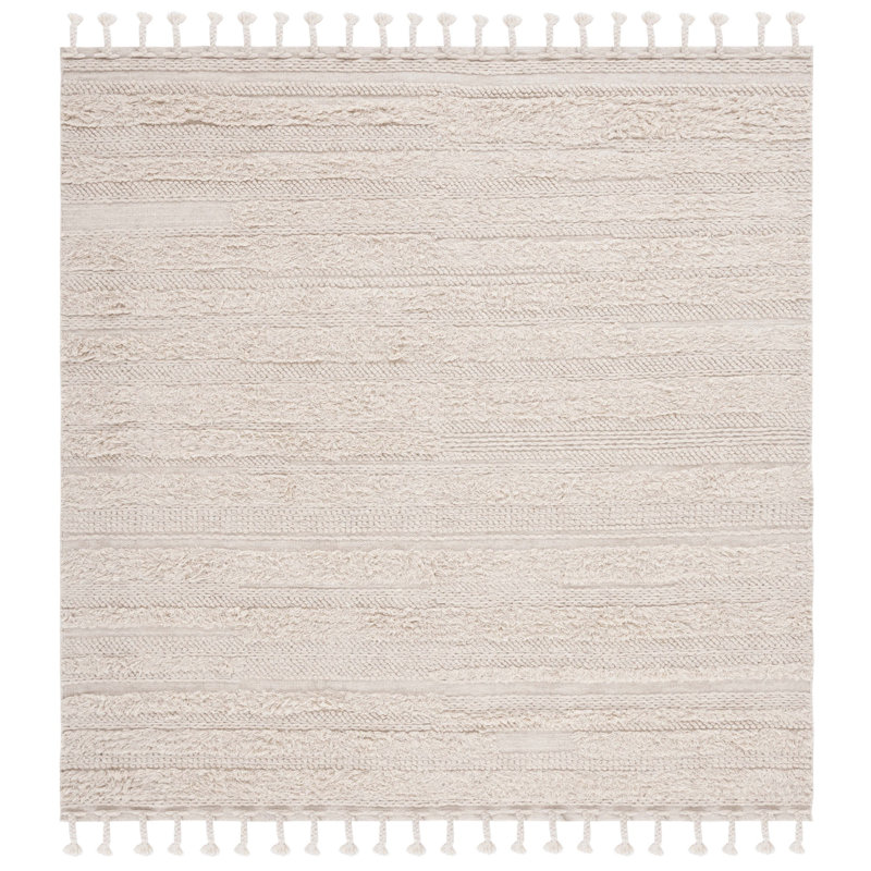 Powell Hand Woven Wool Striped Rug, Square 7'