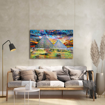 «Pyramides égyptiennes de Gizeh la nuit» par Pierre Gavidia, art mural en verre acrylique, 36 po x 24 po