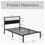 Structure de lit plateforme simple 39 "x 80" avec station de charge, tête de lit en métal avec ports USB, aucun sommier nécessaire