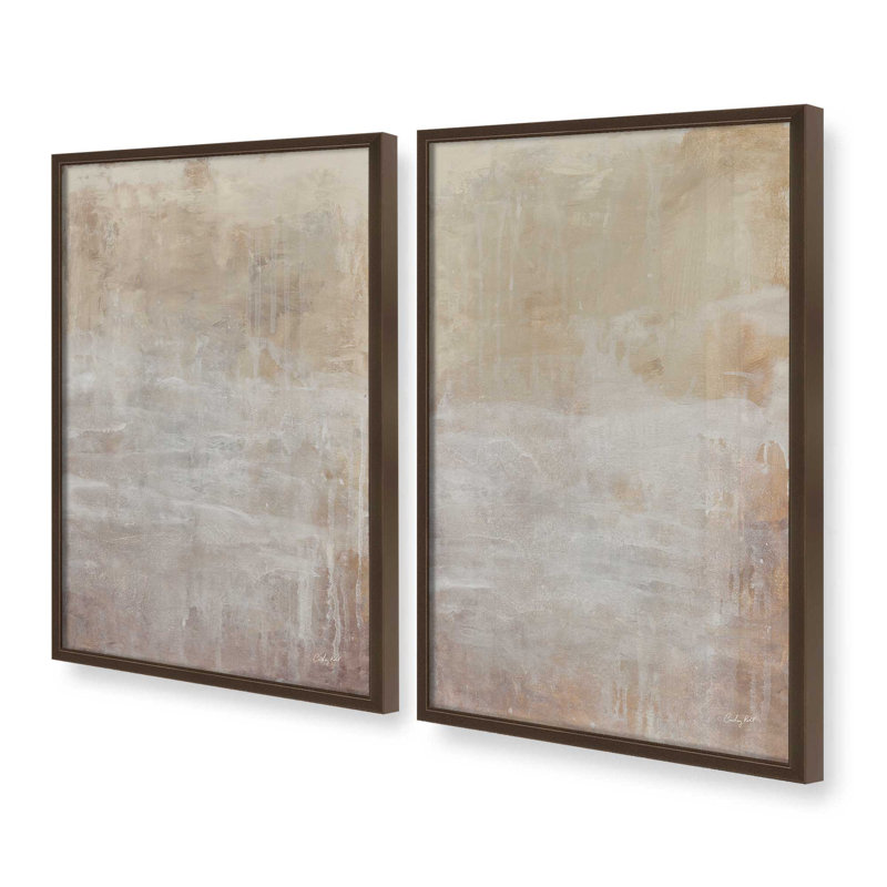 Ensemble de 2 imprimés calmes et nuages crème, 12 po x 8 po, Impression encadrée, Brun Belvinder