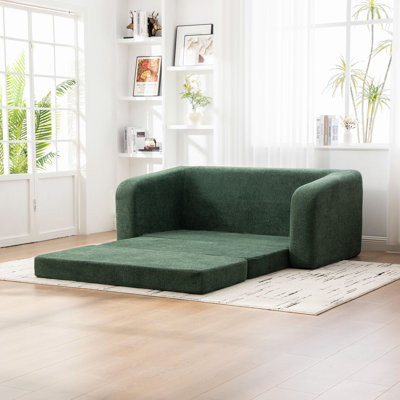 Canapé-lit escamotable pliable 71 po 2-en-1 avec accoudoirs et coussins de dossier, canapé-lit convertible en chenille désossé, avec matelas, lit de repos, canapé-lit, salon, chambre d'amis, dortoir