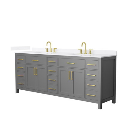 Beckett 84" Freestanding Double Bathroom Vanity with Quartz Top