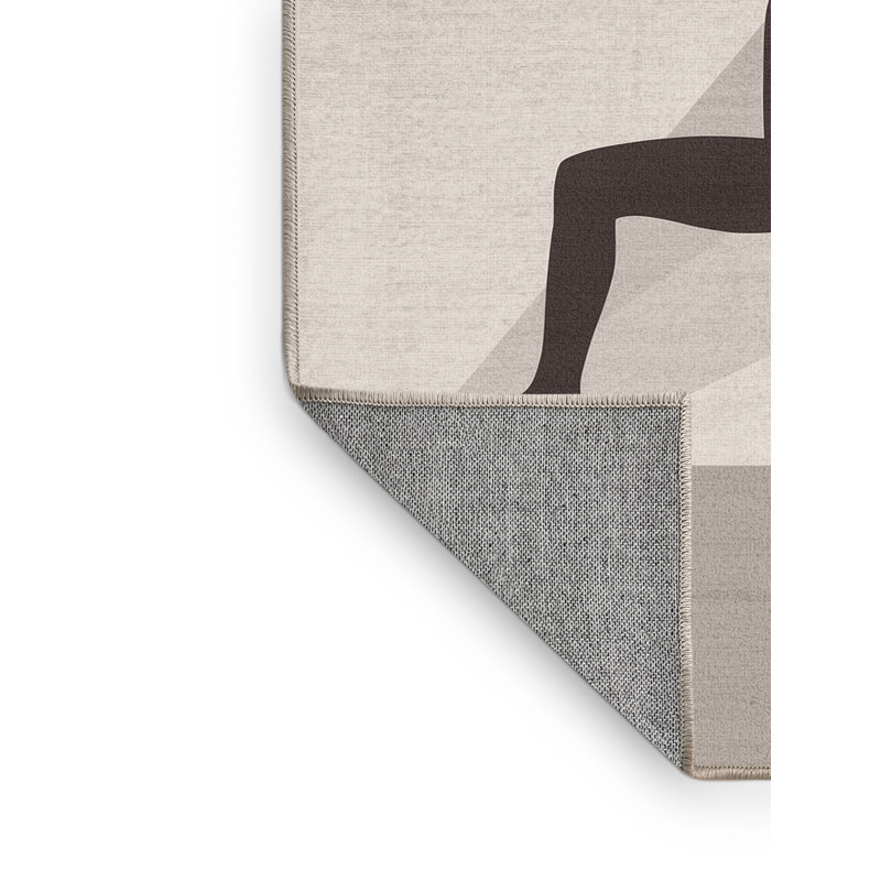 Tapis beige lavable à la machine Marvale Yoga Warrior, 7 x 10