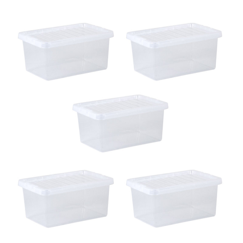 Wham Crystal 11L Plastic Storage Box Pack of 5 Clear