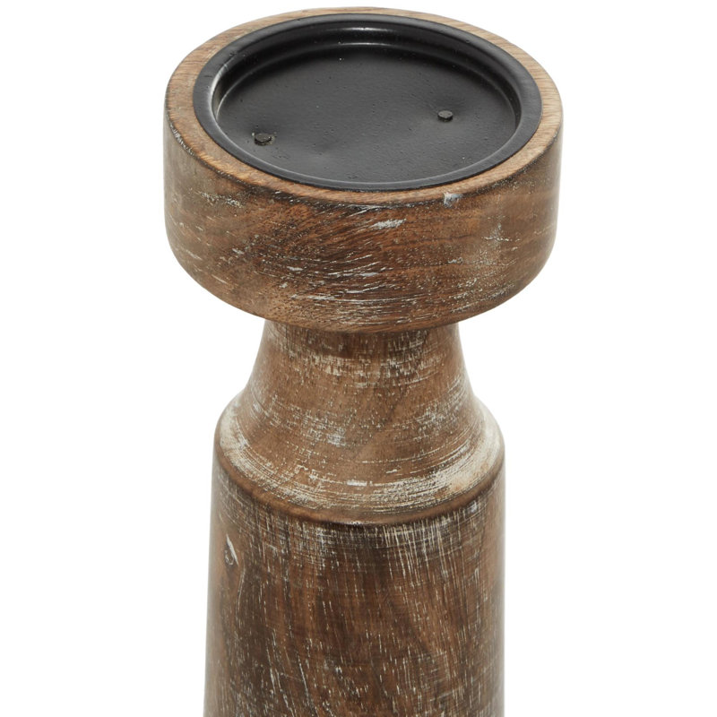 18'' H Wood Tabletop Candlestick