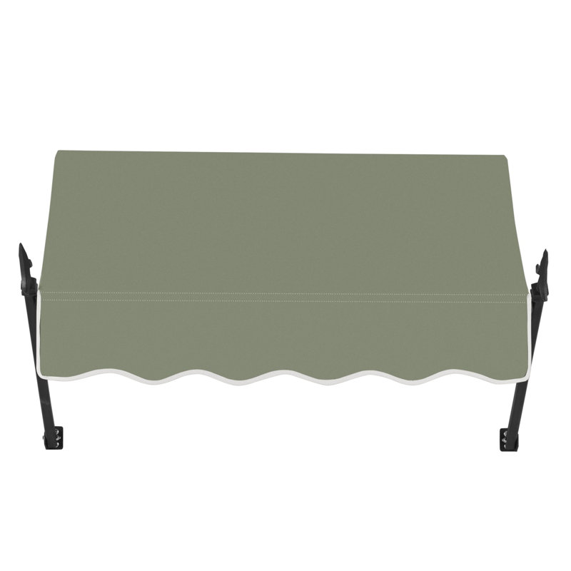 Awntech New Orleans Acrylic Fabric Fixed Awning with Iron Spear Arms, 24" H x 40.5" W x 16" D, Sage