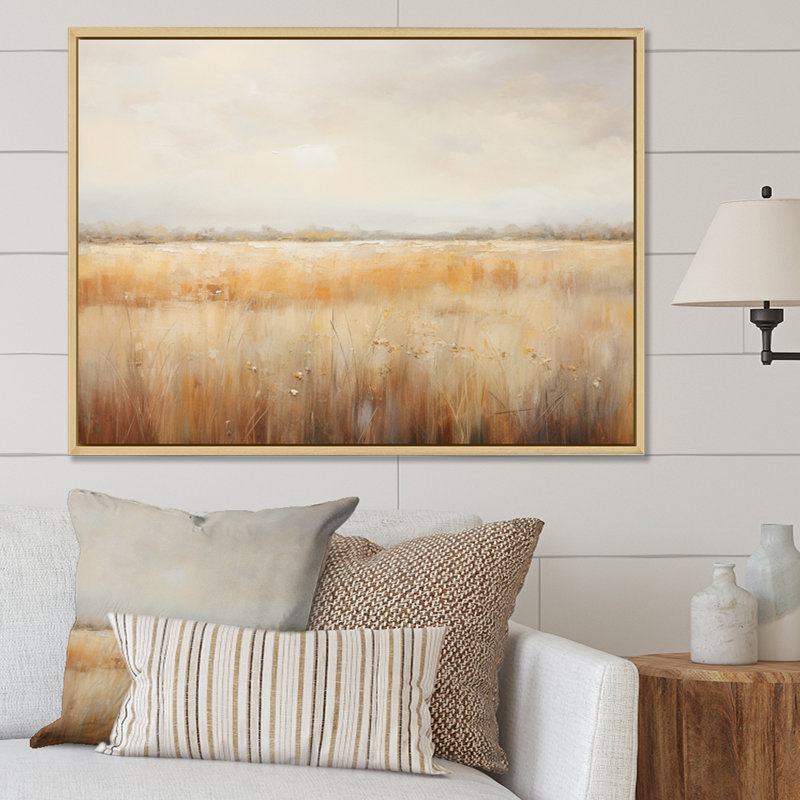 «Meadow Grasslands Minimalisme I», reproduction sur toile, H 16 po x l 32 po x P 1 po, Cadre naturel flottant