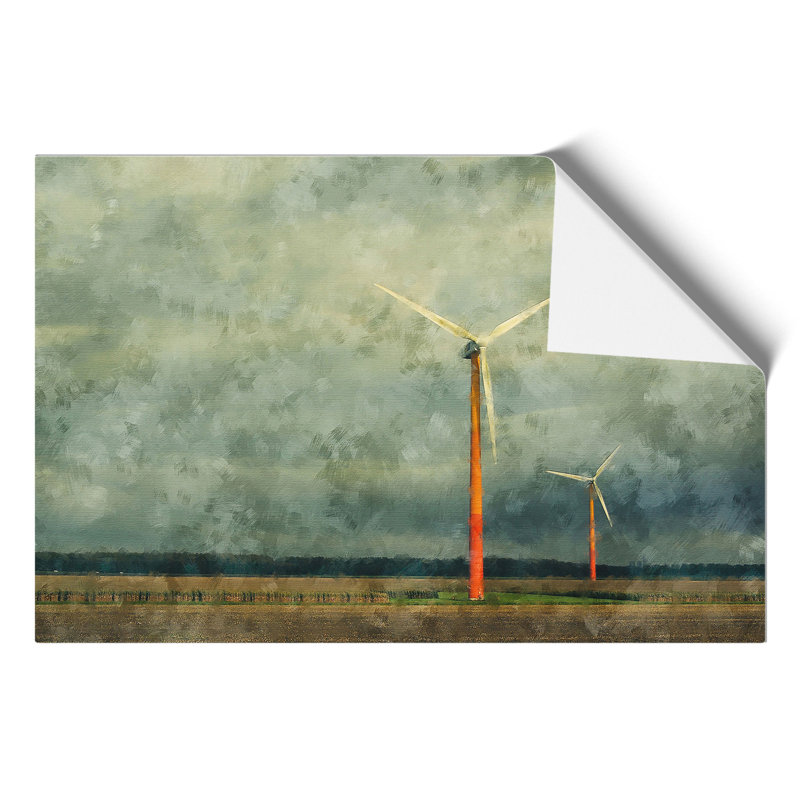 Wind Turbines Painting - Frameless Print, 42cm H x 59cm W x 0.1cm D