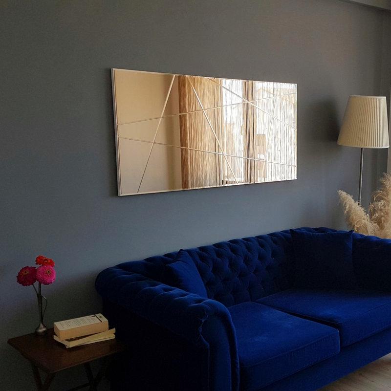 Elegant Bronze Wall Mirror, 51.2 x 24.4 x 0.9 inches | 100% MDF Construction, Assembled | Horizontally & Vertically Adjustable, Modern Abstract Geometric Design | Perfect for Home Decor & Enhancing Space