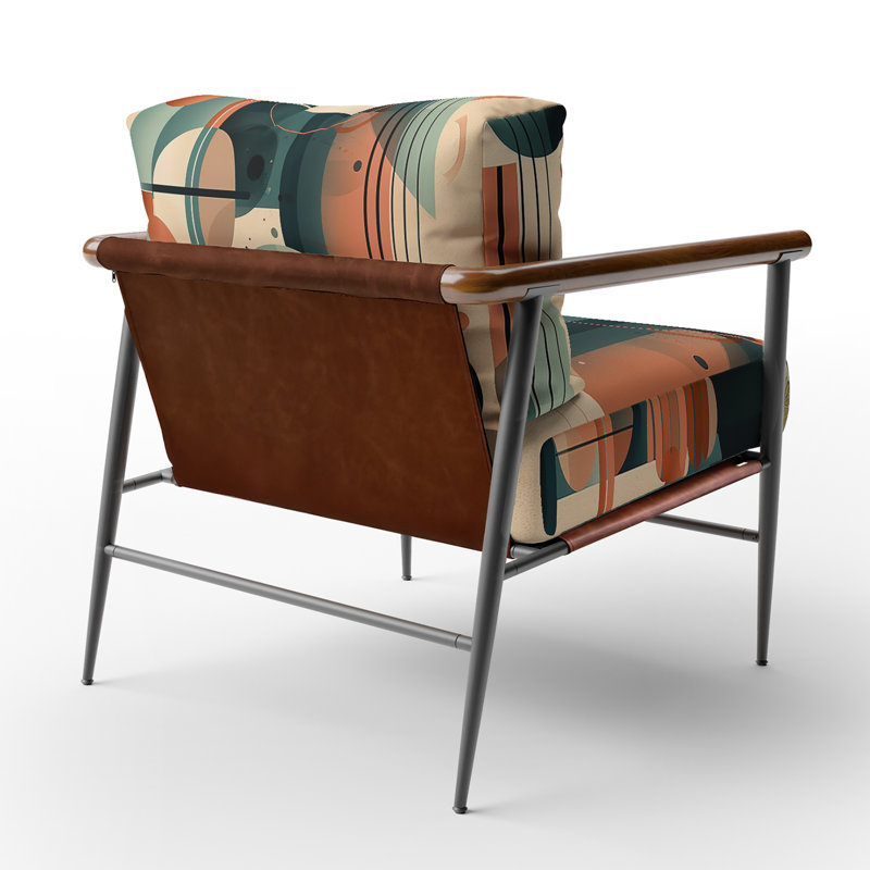 Fauteuil Momentum IV orange et vert, style moderne du milieu du siècle, recouvert de velours., Noir