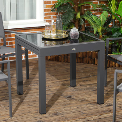 Lonza Rectangular Tempered Glass Metal Extendable Outdoor Dining Table - 160 cm W 80 cm D