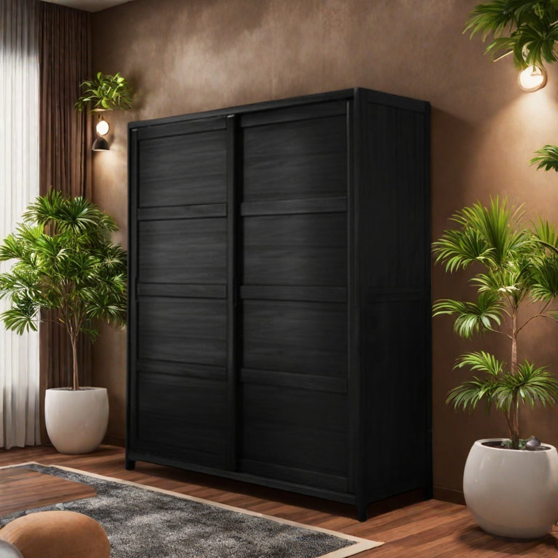 Garde-robe rétro pratique et classique, Noir, H 82,68 po x l 70,87 po x P 24,41 po