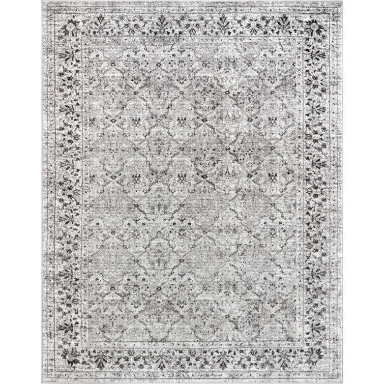 Oriental Area Rug in Ivory Grey
