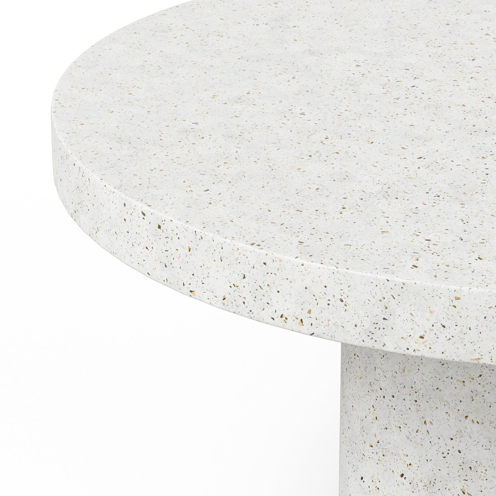 Kareen Concrete Pedestal Dining Table, 60" Round  , Ivory Terrazzo, Counter Table (36.25" Height)