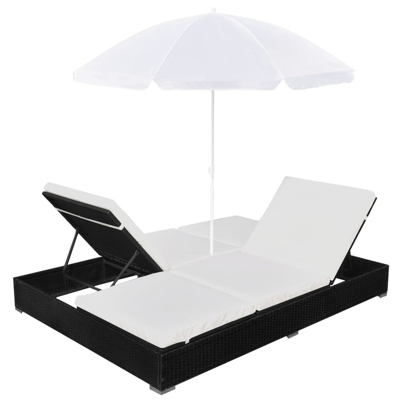 40" Long Single chaise with Cushions, Black