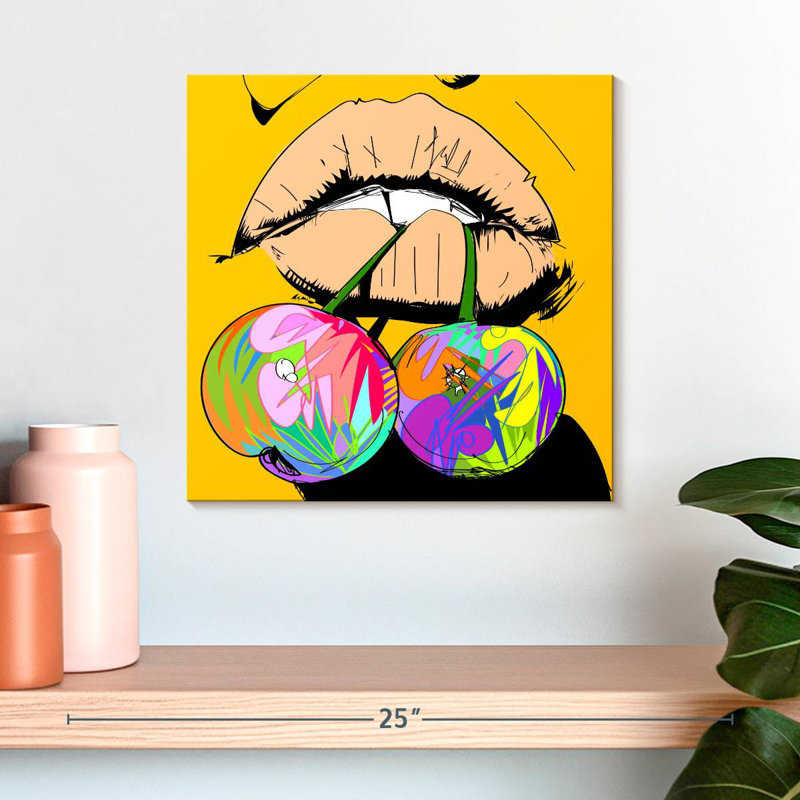 Yarlin Biting Cherries, 16" H x 16" W