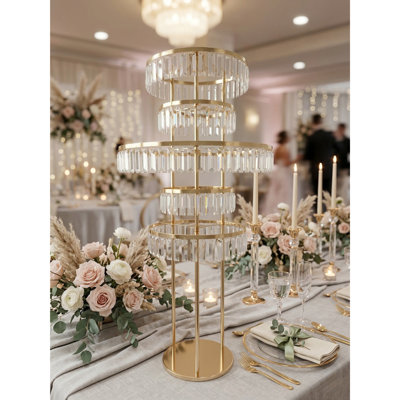 4ft Tall Gold Tabletop Arch Centerpiece | 5-Tier Ring Wedding Flower Stand | Luxury Floral Table Bridge | Grand Reception Decor Stand