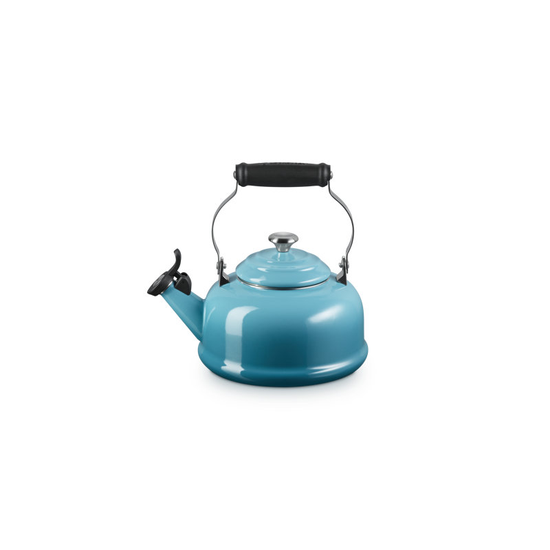 Caribbean Blue Enamel Steel Whistling Tea Kettle, 1.7 Qt.