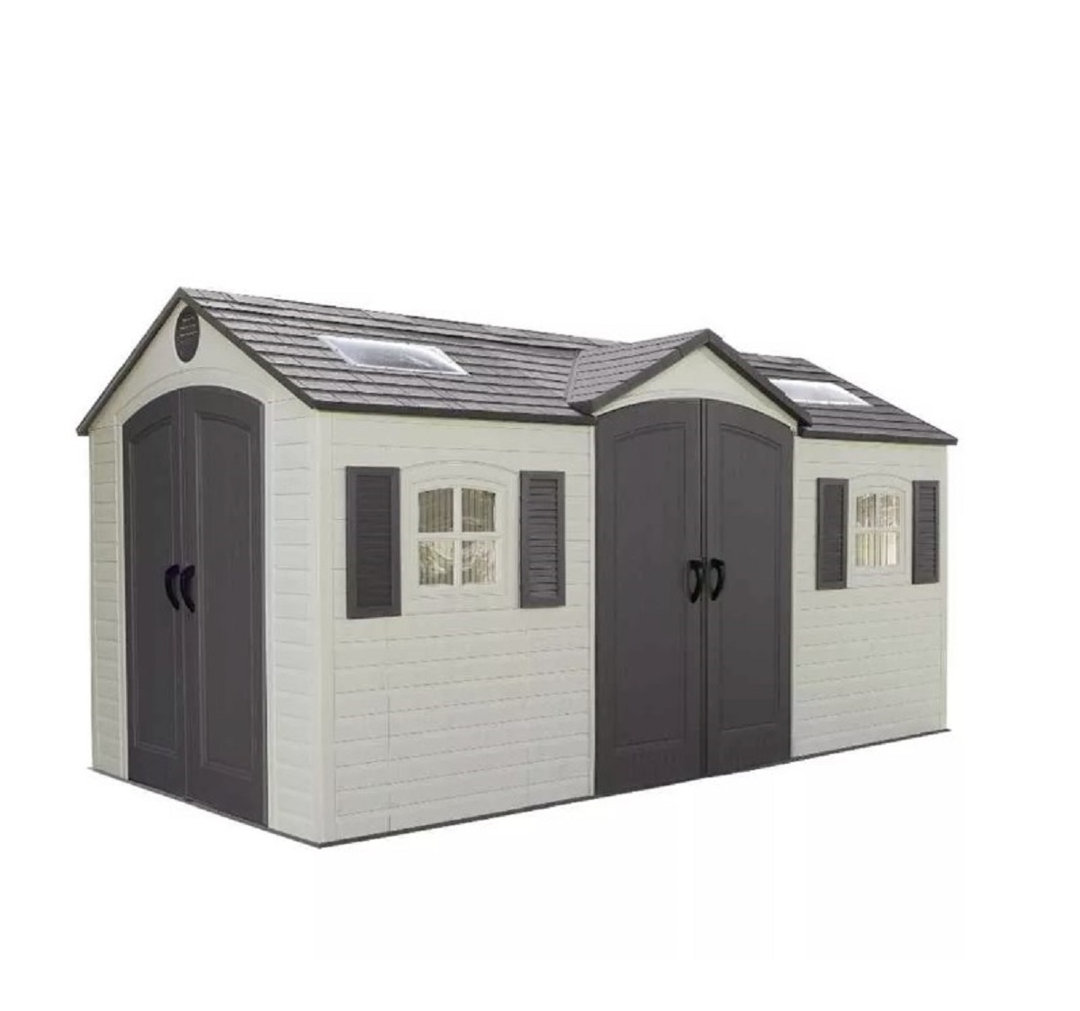 Breashears 11 ft. W x 11 ft. D Plastic Metal Sliplap Steep Slope Garden Shed