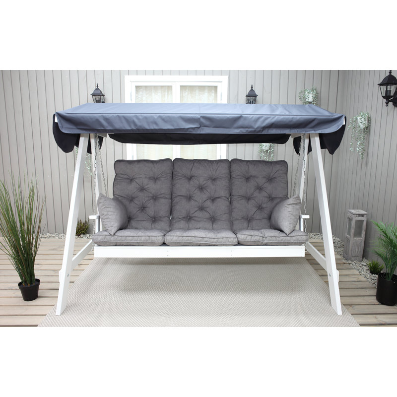 Youngs 3 Person Porch Swing with Canopy, White, Grey