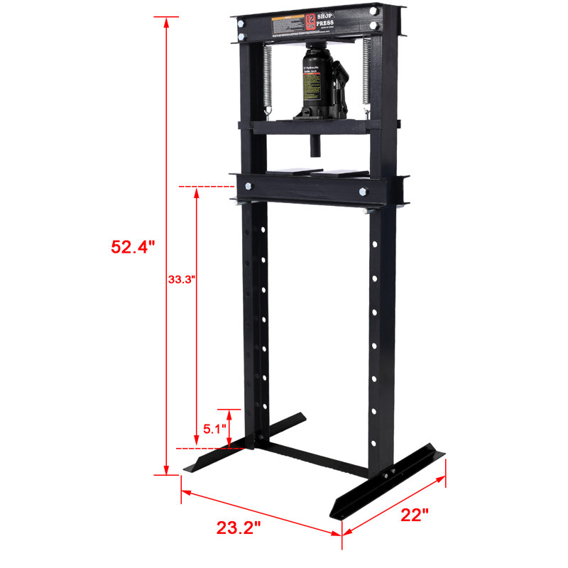 12 Tonne Hydraulic Shop Press, Black