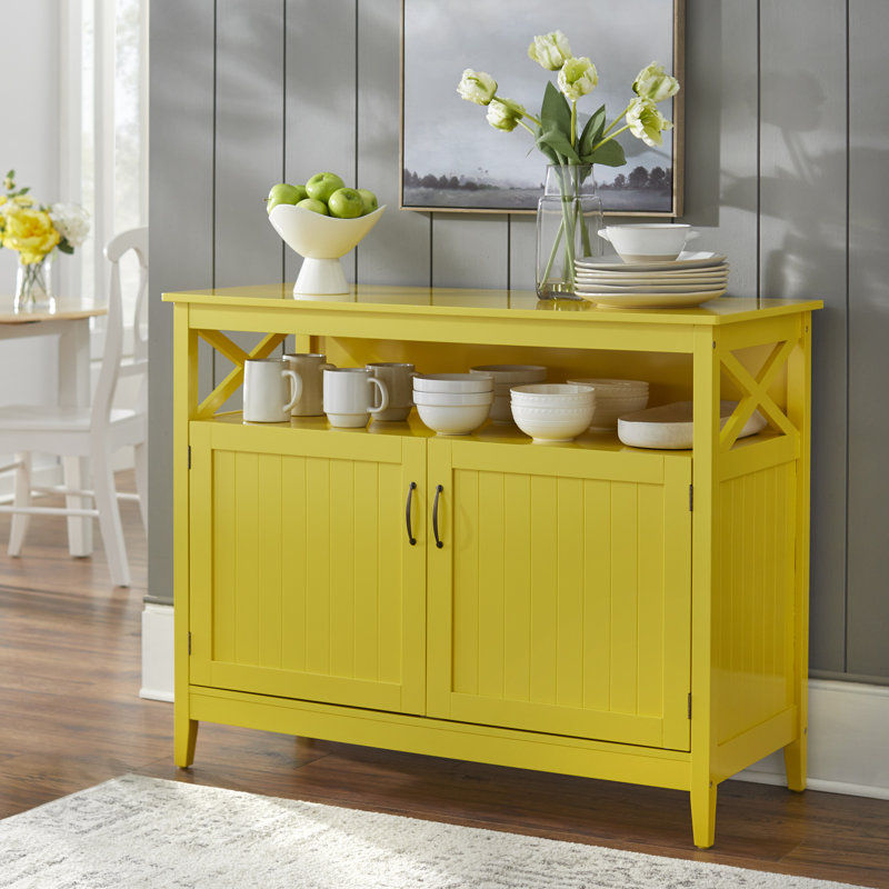 Desserte en bois de 45 po de largeur Peraza, Jaune