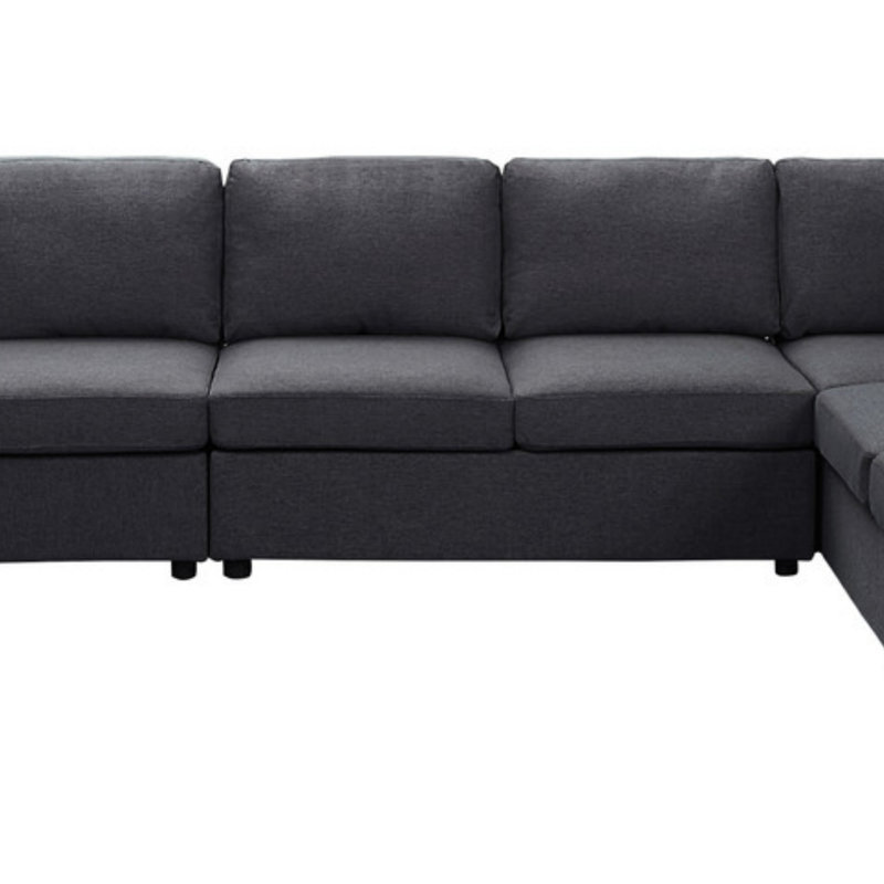 Canapé modulaire 146,5 po avec méridienne réversible, Gris foncé