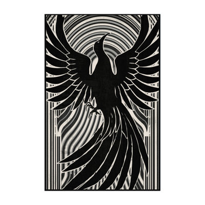 Machine Washable Ozgur Phoenix Art Deco Arc Rug in Gray – Black Binding