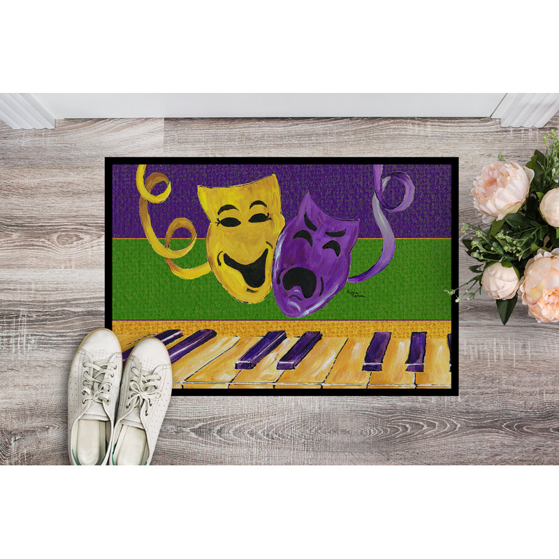 Paillasson d’intérieur antidérapant Taloga mardi gras, Rectangle 2 pi x 3 pi