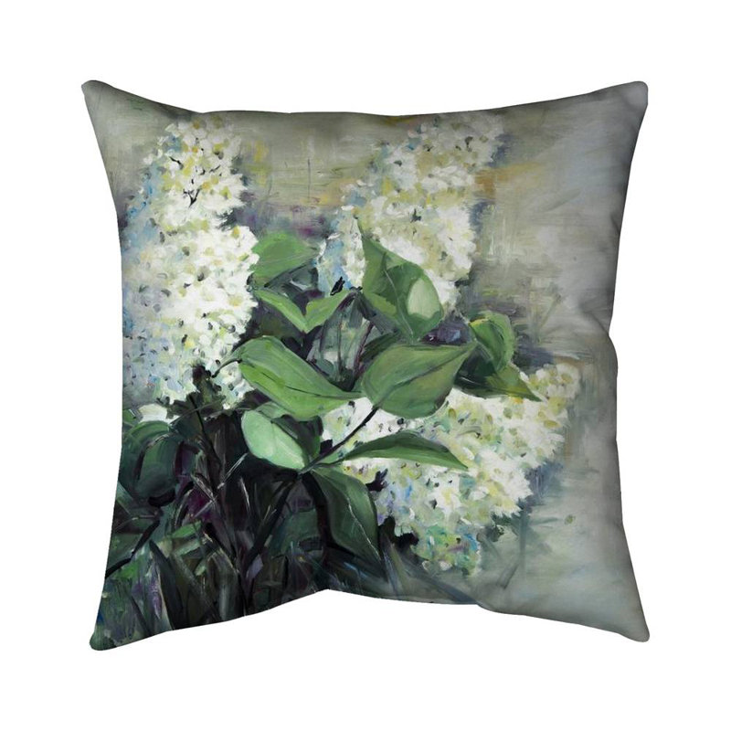 White lilacs - 26"x26" Throw pillow - Poly twill - Print on demand, Polyester/Polyfill, 26" H x 26" W