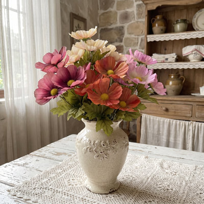 4 Pack Artificial Cosmos Flowers Bouquet 12.2" Faux Floral Arrangement for Vase Home Decor Wedding Centerpiece